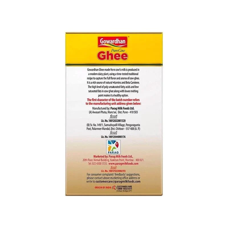 Gowardhan Pure Cow Ghee 1 L Tetra Pack